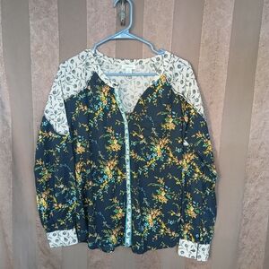 💎 Sundance Women's Top STOEIES TO BE TOLD Floral Navy Top